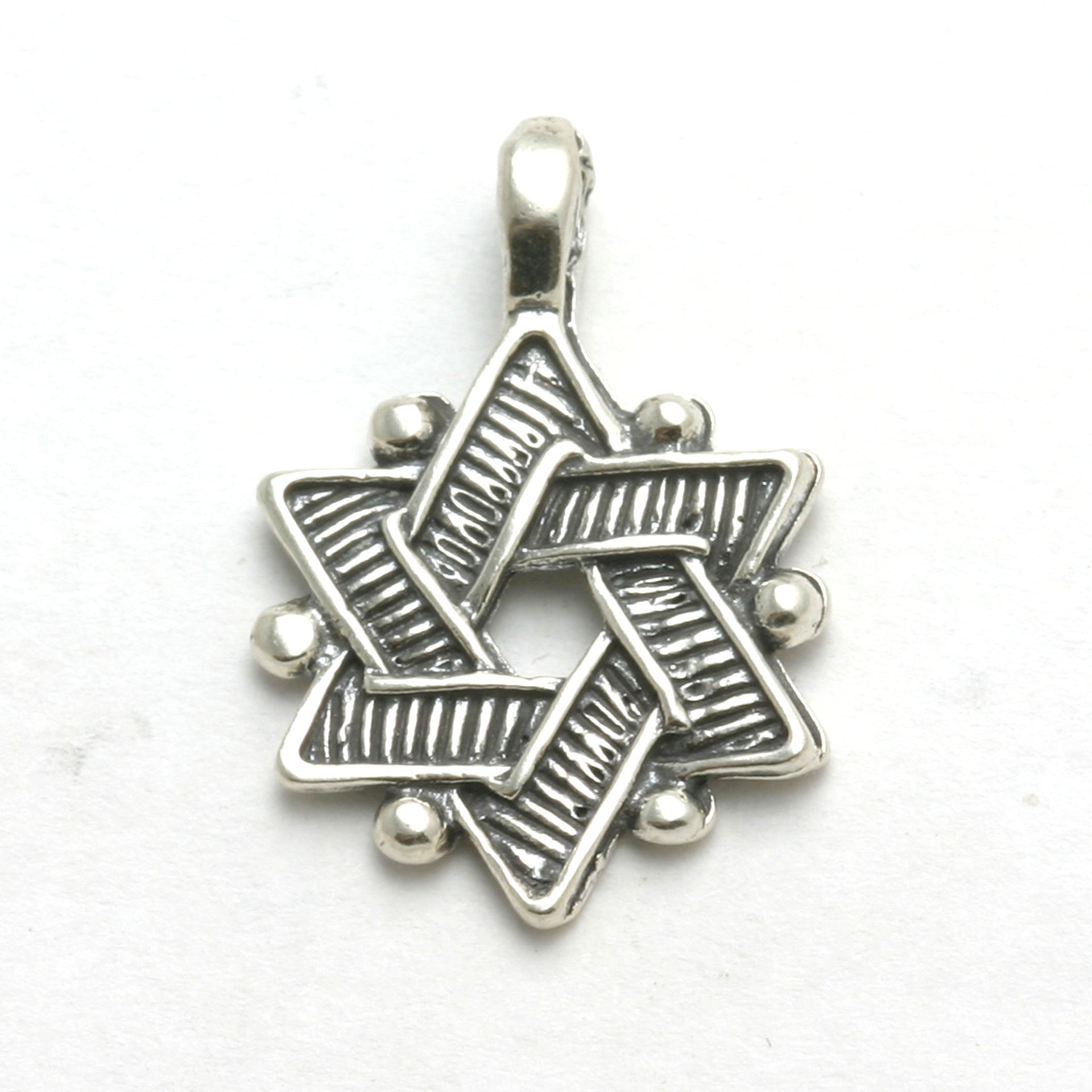 Sterling Silver Woven Jewish Star of David Pendant Oxidized - JewelryJudaica