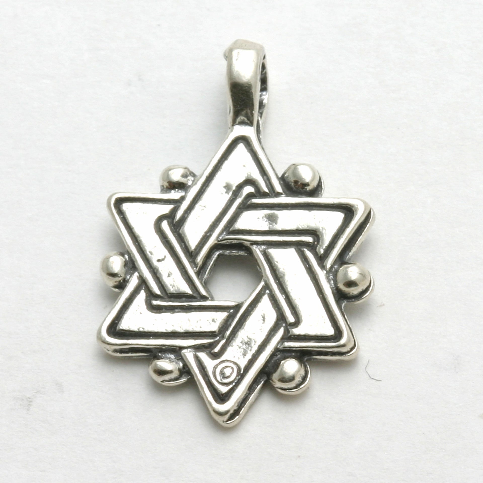 Sterling Silver Woven Jewish Star of David Pendant Oxidized - JewelryJudaica