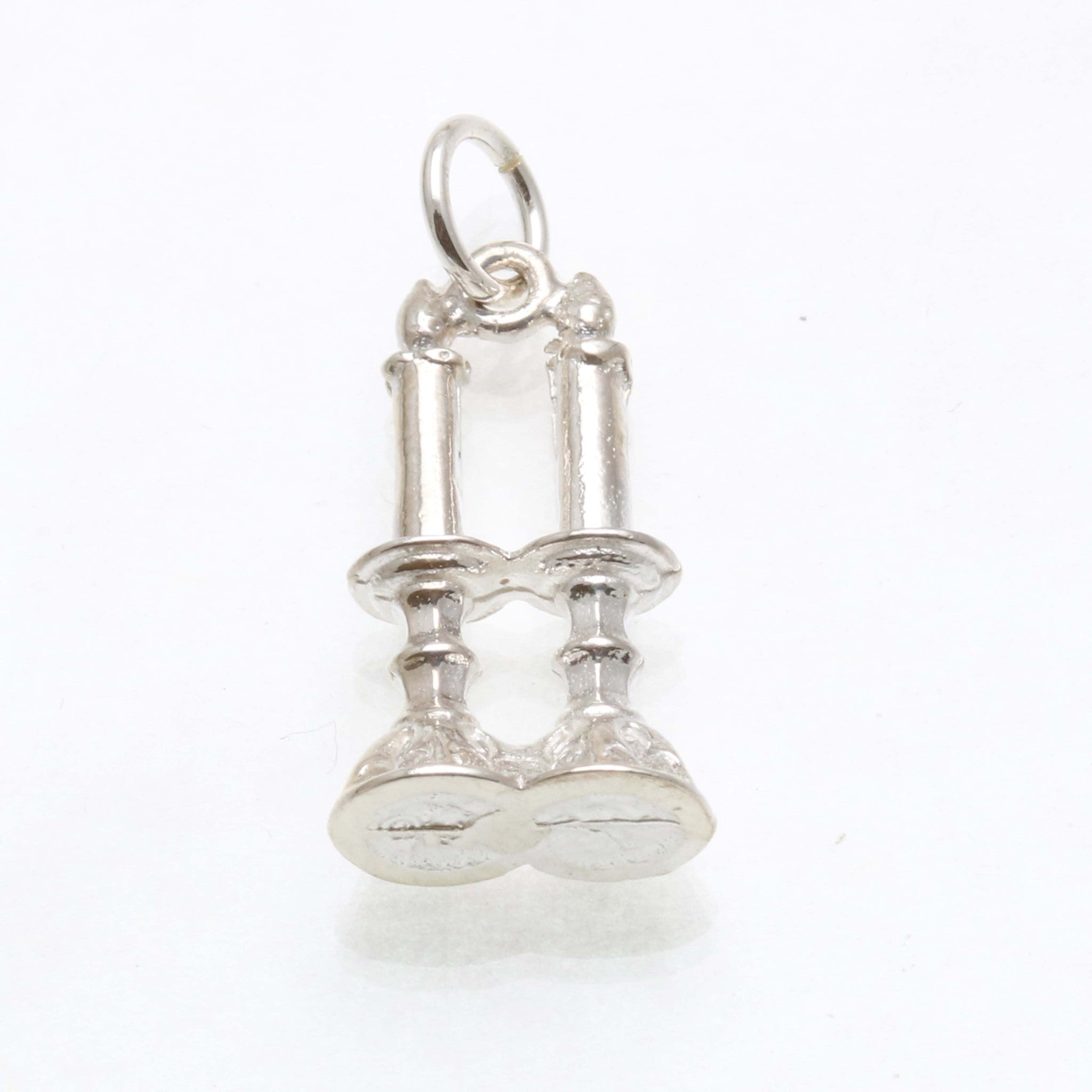 Sterling Silver Candlesticks Shabbat Pendant - JewelryJudaica