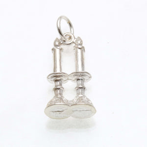 Sterling Silver Candlesticks Shabbat Pendant - JewelryJudaica