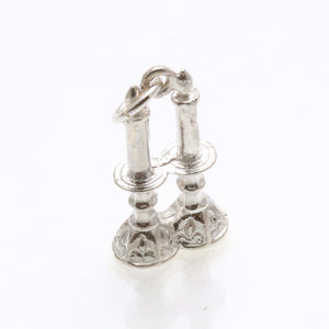 Sterling Silver Candlesticks Shabbat Pendant - JewelryJudaica