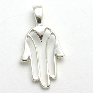 Sterling Silver Hamsa Modern Pendant - JewelryJudaica