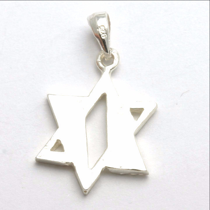 Sterling Silver Star of David Pendant Diamond Cut - JewelryJudaica