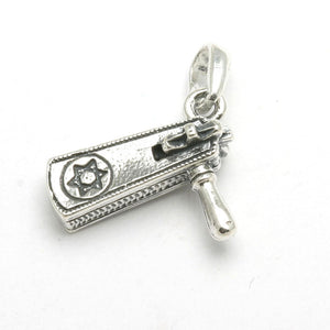 Sterling Silver Purim Grogger Pendant Star of David Oxidized - JewelryJudaica