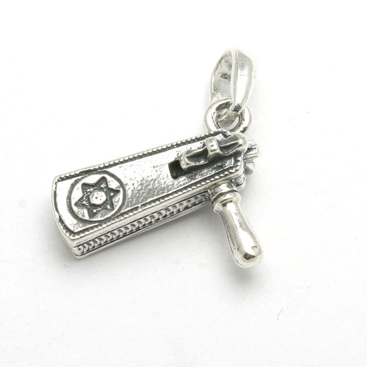 Sterling Silver Purim Grogger Pendant Star of David Oxidized - JewelryJudaica