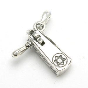 Sterling Silver Purim Grogger Pendant Star of David Oxidized - JewelryJudaica