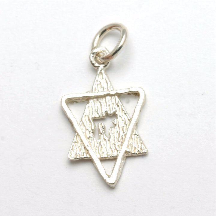 Sterling Silver Modern Star of David Chai Pendant SMall - JewelryJudaica