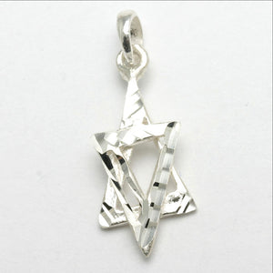 Sterling Silver Star of David Pendant Diamond Cut - JewelryJudaica