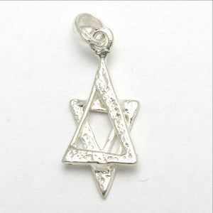 Sterling Silver Star of David Pendant Diamond Cut - JewelryJudaica