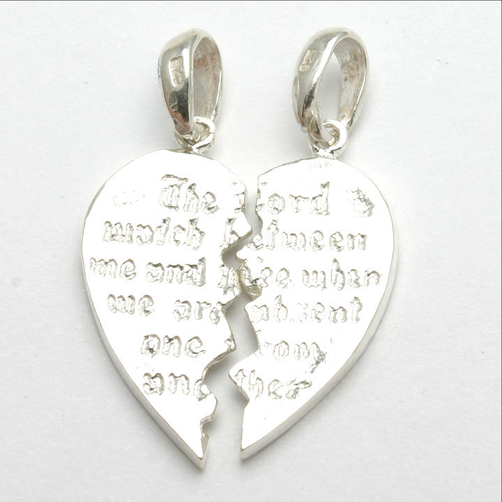 Sterling Silver Mizpah Heart Pendant Best Friends - JewelryJudaica