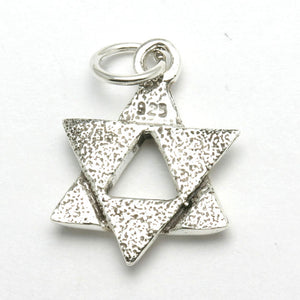 Sterling Silver Star of David Pendant Modern Oxidized - JewelryJudaica
