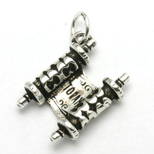 Sterling Silver Torah Pendant Oxidized - JewelryJudaica
