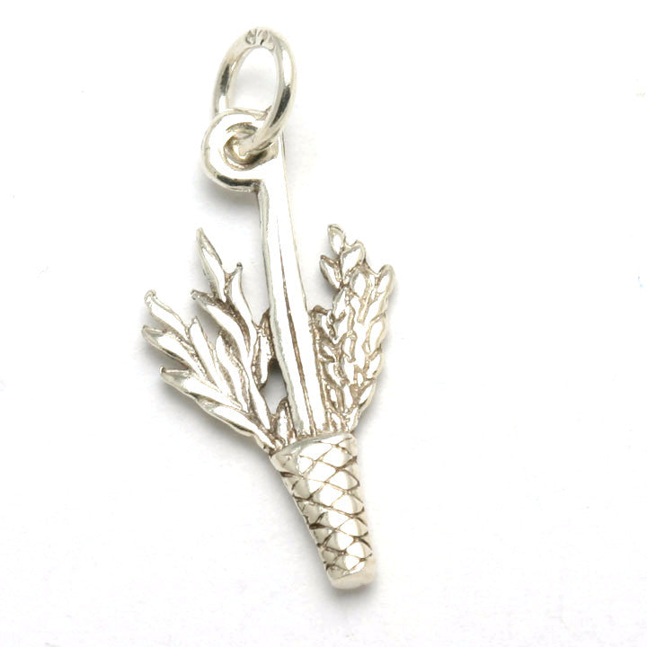 Sterling Silver Lulav Pendant Charm Sukkot - JewelryJudaica