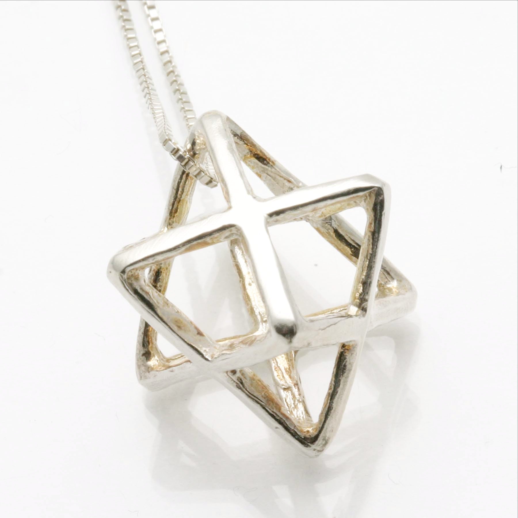 Sterling Silver Jewish Star of David Merkava Necklace - JewelryJudaica