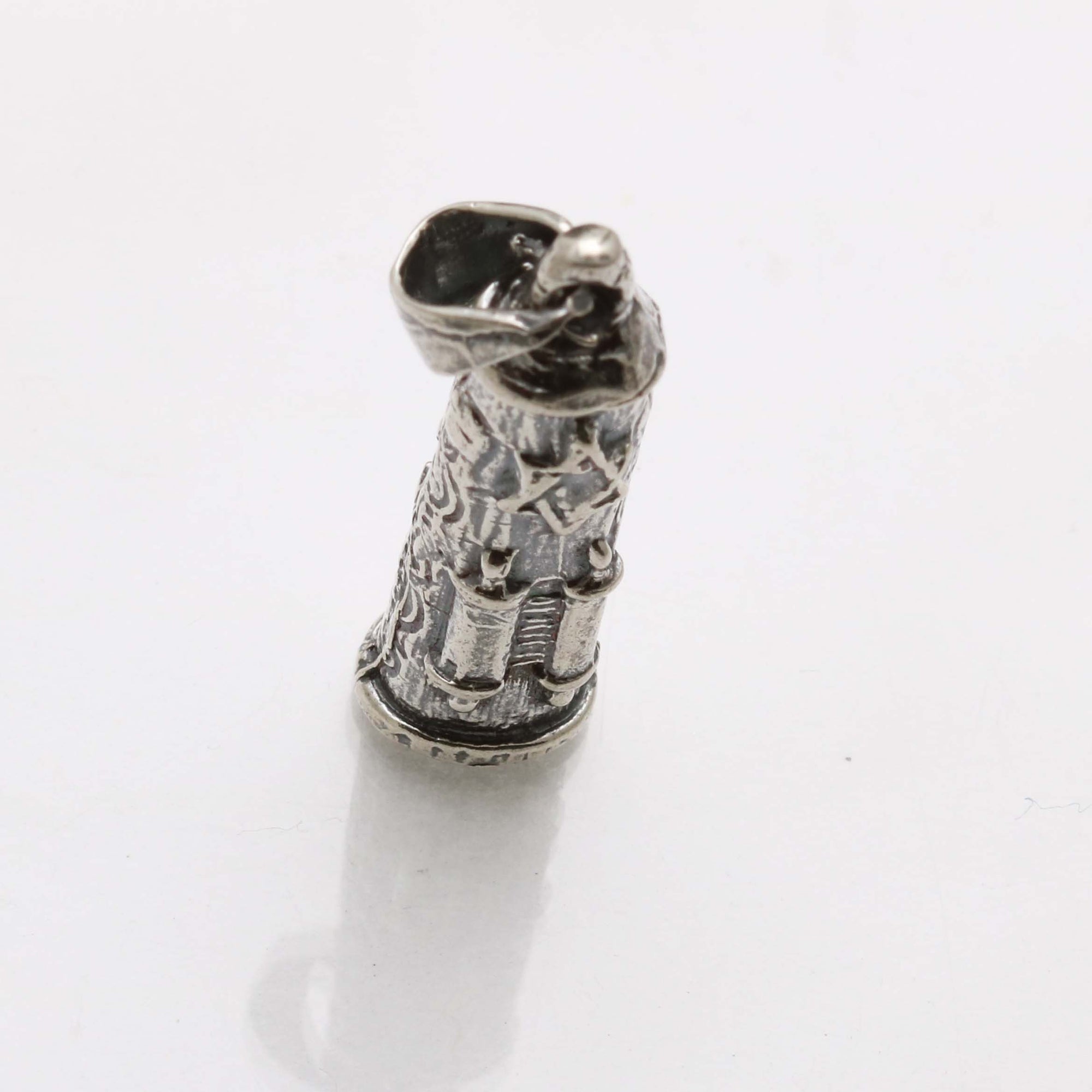 Sterling Silver Round Mezuzah Pendant Shema Oxidized - JewelryJudaica