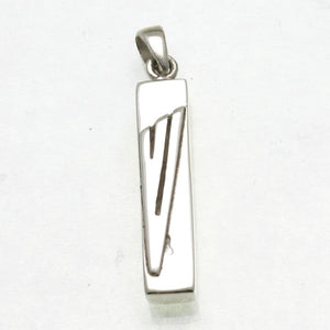 Sterling Silver Modern Mezuzah Pendant Shin Rectangle High Polish - JewelryJudaica