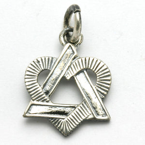 Sterling Silver Star of David Heart Oxidized Pendant - JewelryJudaica