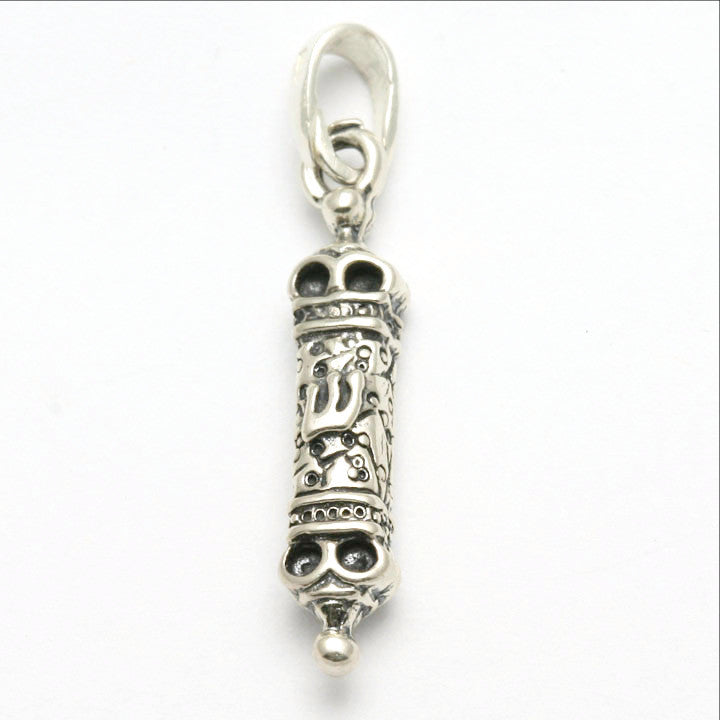 Sterling Silver Mezuzah Pendant Filigree 3D - JewelryJudaica