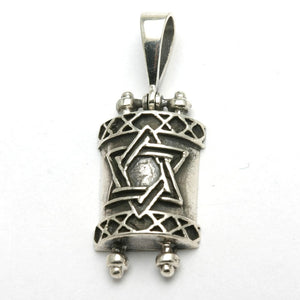 Sterling Silver Torah Star of David Pendant - JewelryJudaica