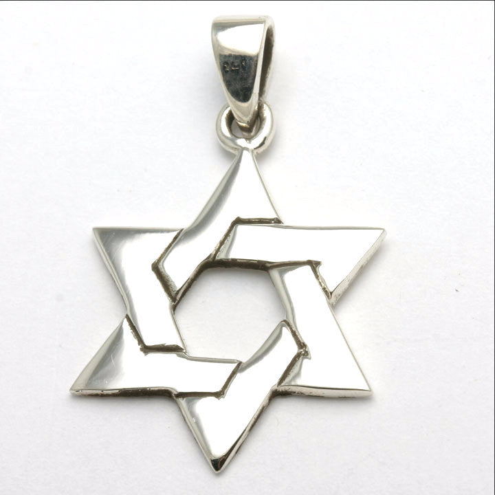 Sterling Silver Star of David Pendant Woven - JewelryJudaica