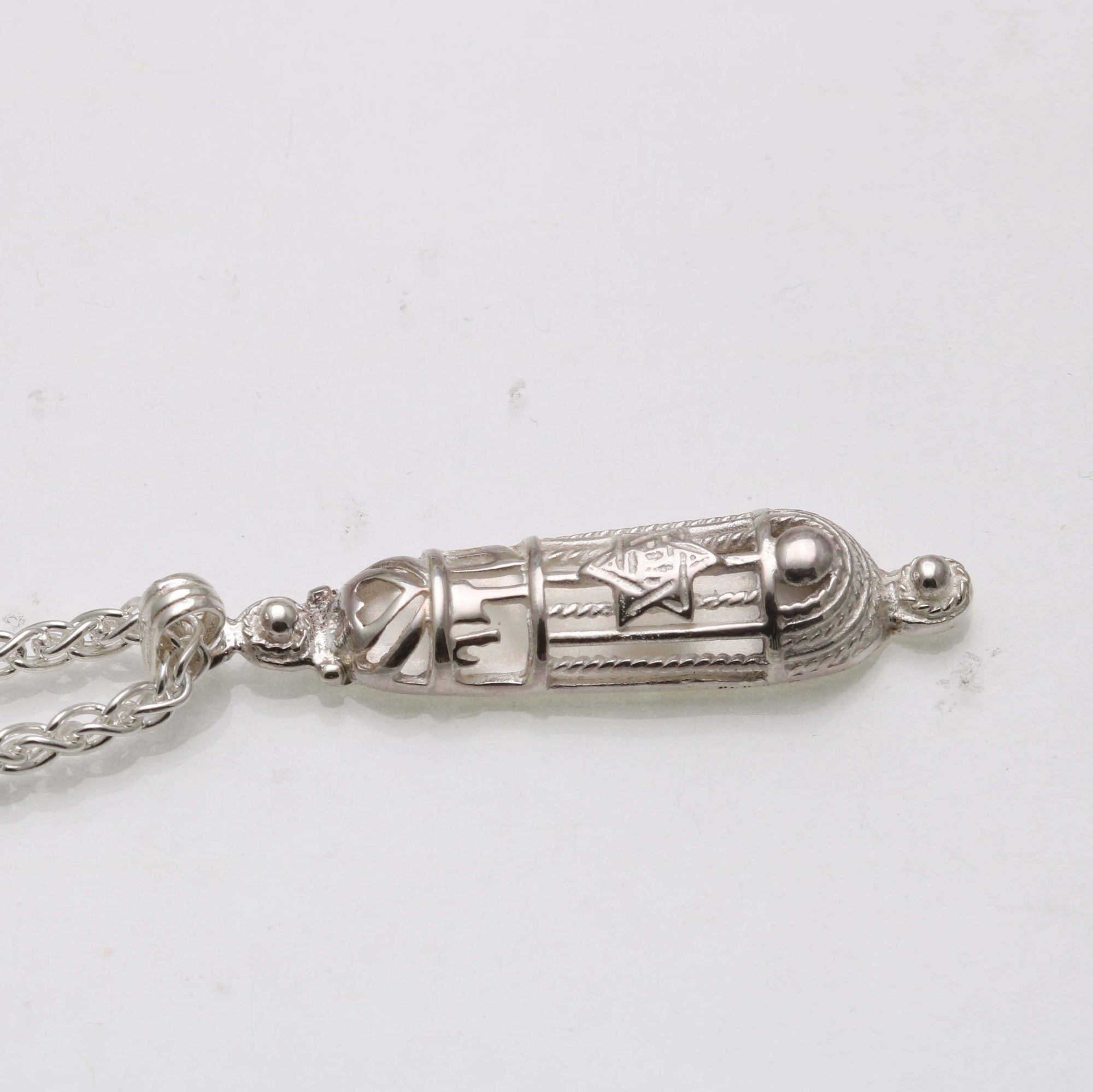 Sterling Silver Mezuzah Necklace Shadai Star of David