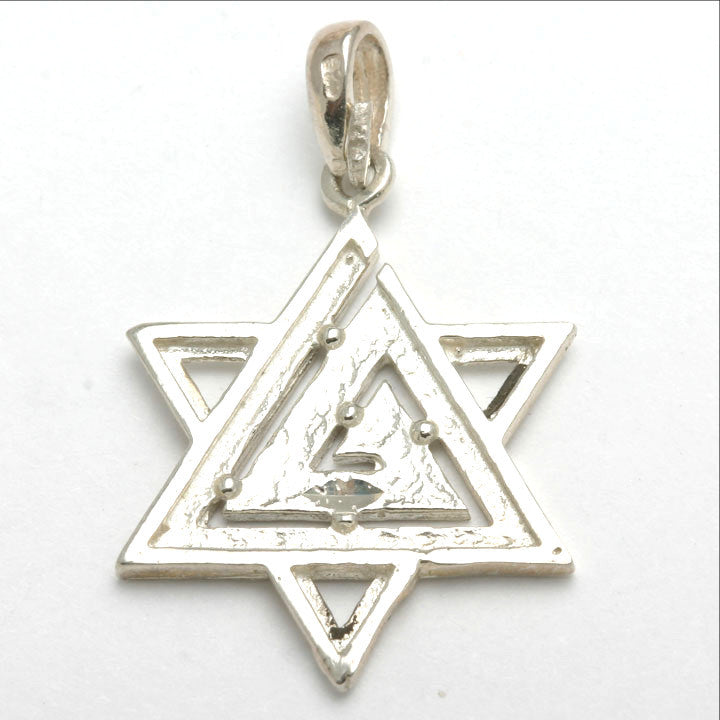 Sterling Silver Modern Jewish Star of David Pendant Swirl - JewelryJudaica