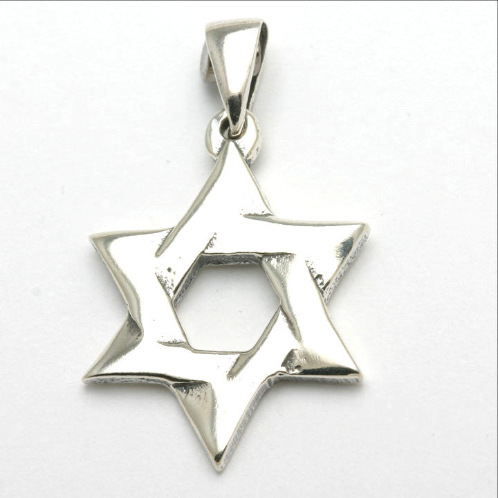 Sterling Silver Jewish Woven Star of David Double Sided - JewelryJudaica