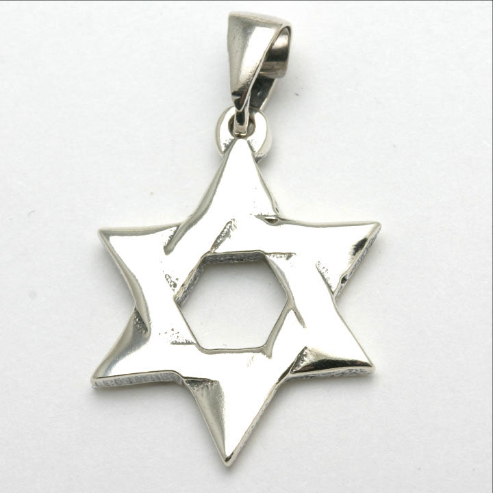 Sterling Silver Jewish Woven Star of David Double Sided - JewelryJudaica