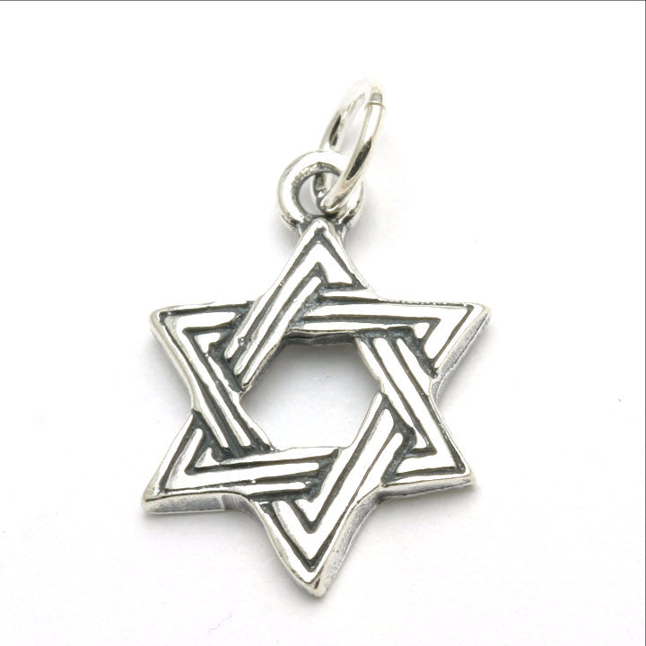 Sterling Silver Jewish Star of David Pendant woven engraved - JewelryJudaica