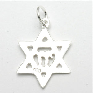 Sterling Silver Jewish Star of David Chai Pendant - JewelryJudaica