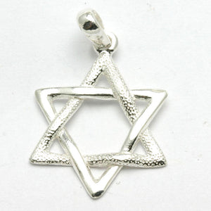 Sterling Silver Star of David Pendant Textured - JewelryJudaica