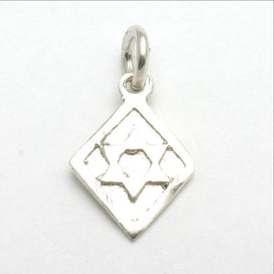 Sterling Silver Jewish Star of David Pendant Diamond Shape Matte - JewelryJudaica