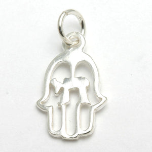 Sterling Silver Hamsa Chai Pendant - JewelryJudaica