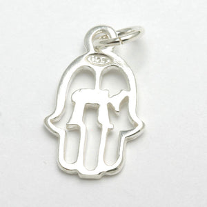 Sterling Silver Hamsa Chai Pendant - JewelryJudaica