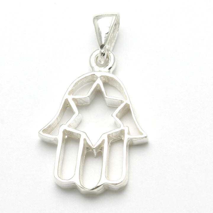 Sterling Silver Star of David Hamsa Pendant - JewelryJudaica