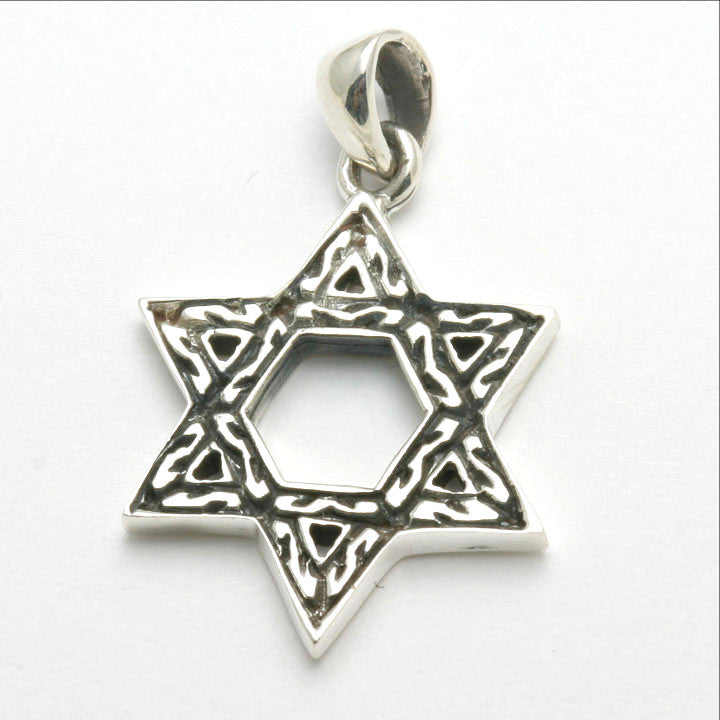 Sterling Silver Jewish Star of David Pendant Filigree Oxidized - JewelryJudaica