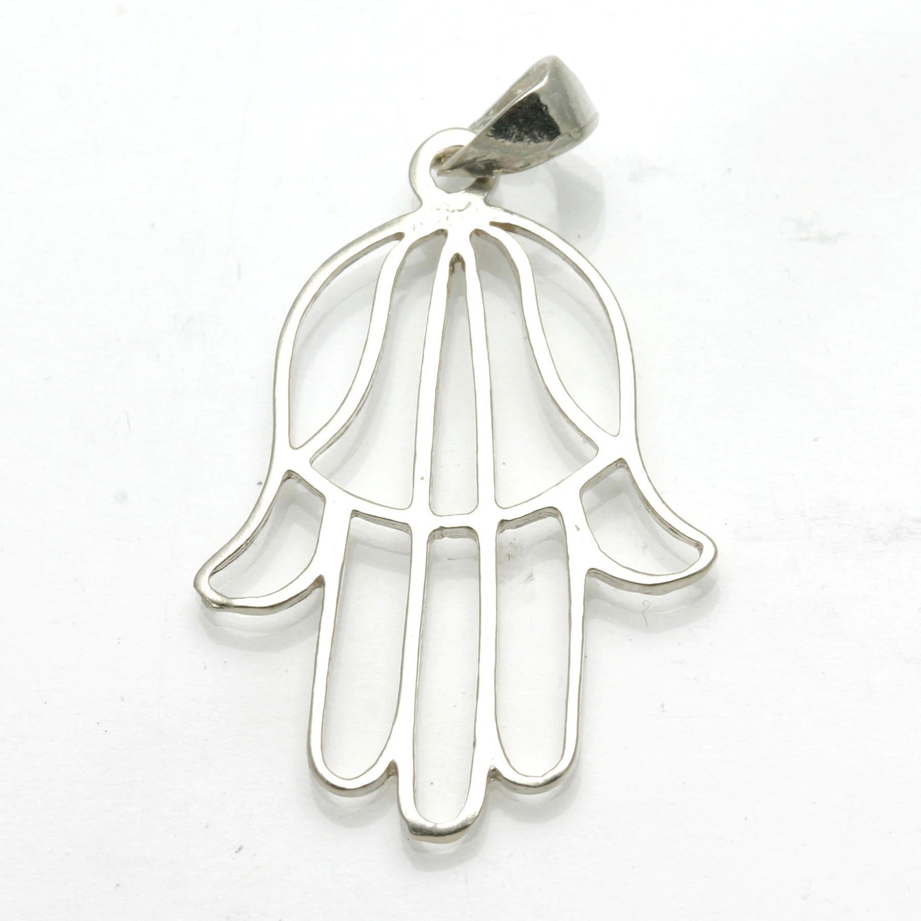 Sterling Silver Modern Hamsa Pendant Large - JewelryJudaica