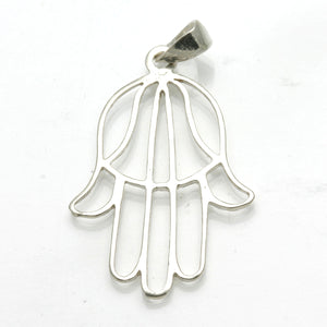Sterling Silver Modern Hamsa Pendant Large - JewelryJudaica