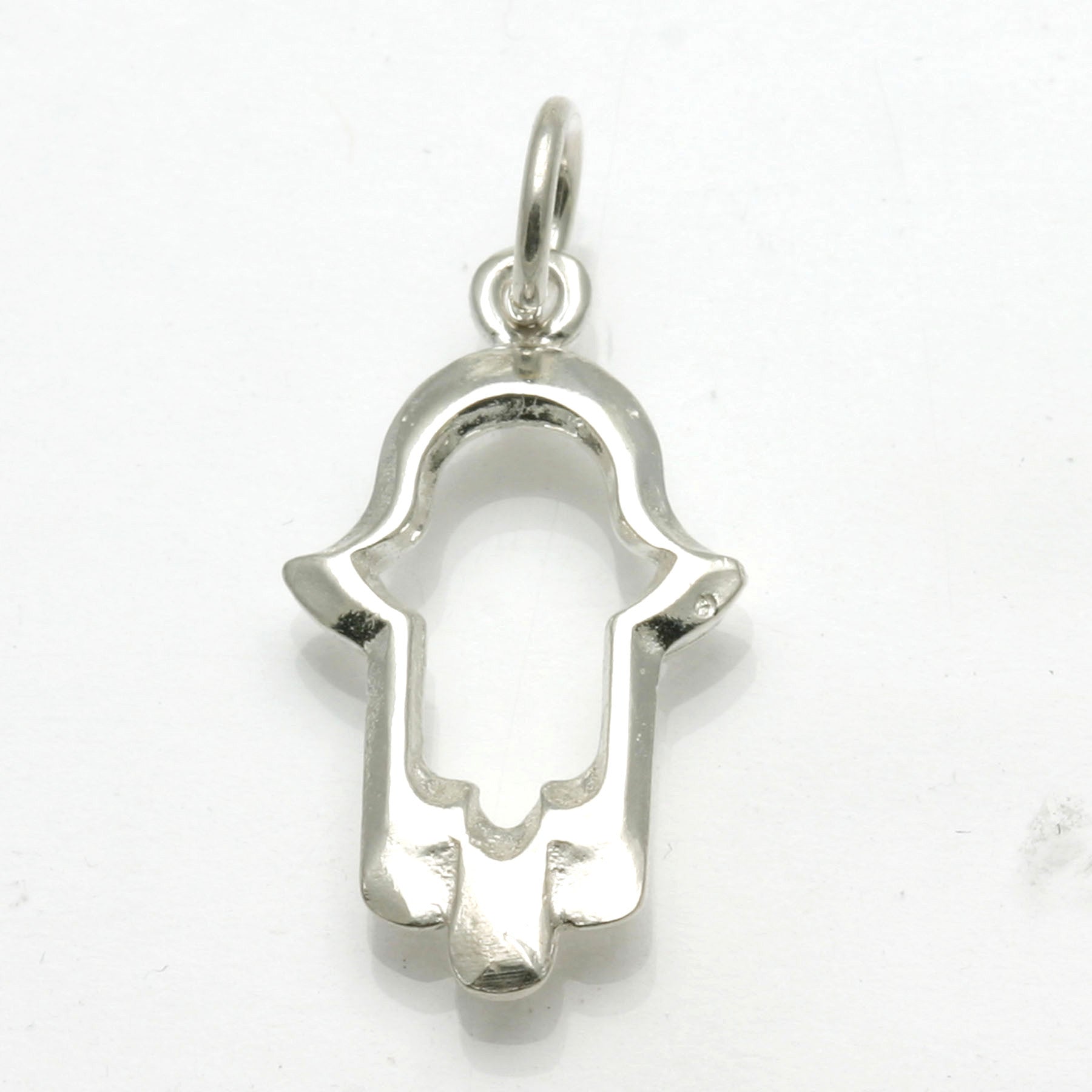 Sterling Silver Hamsa Outline Pendant Modern - JewelryJudaica