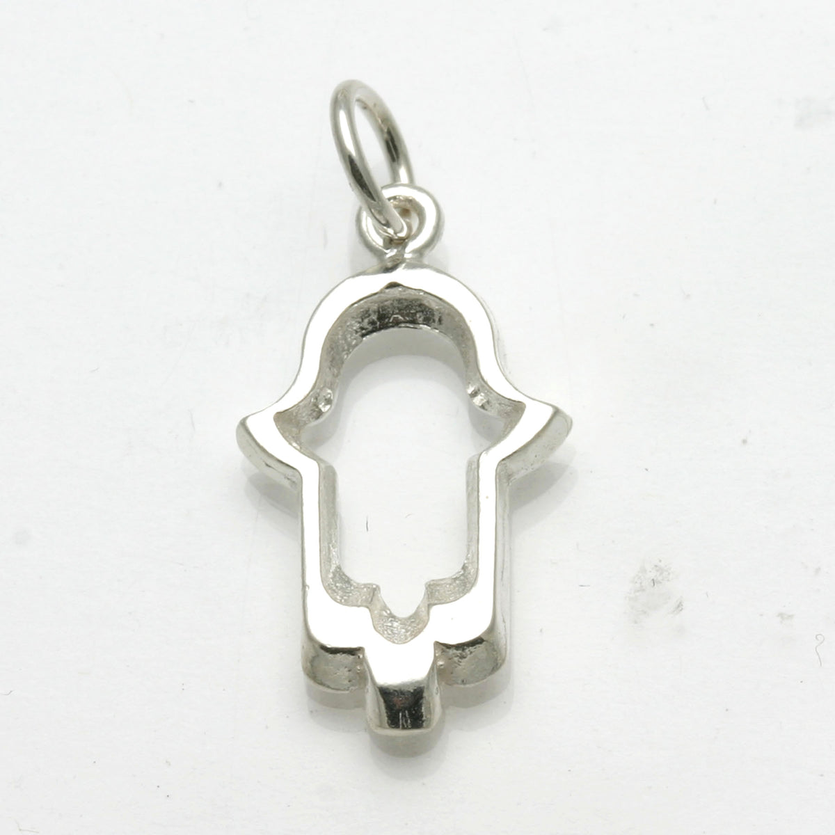 Sterling Silver Hamsa Outline Pendant Modern - JewelryJudaica