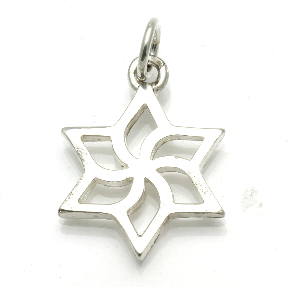 Sterling Silver Solid Star of David Swirl Pendant - JewelryJudaica