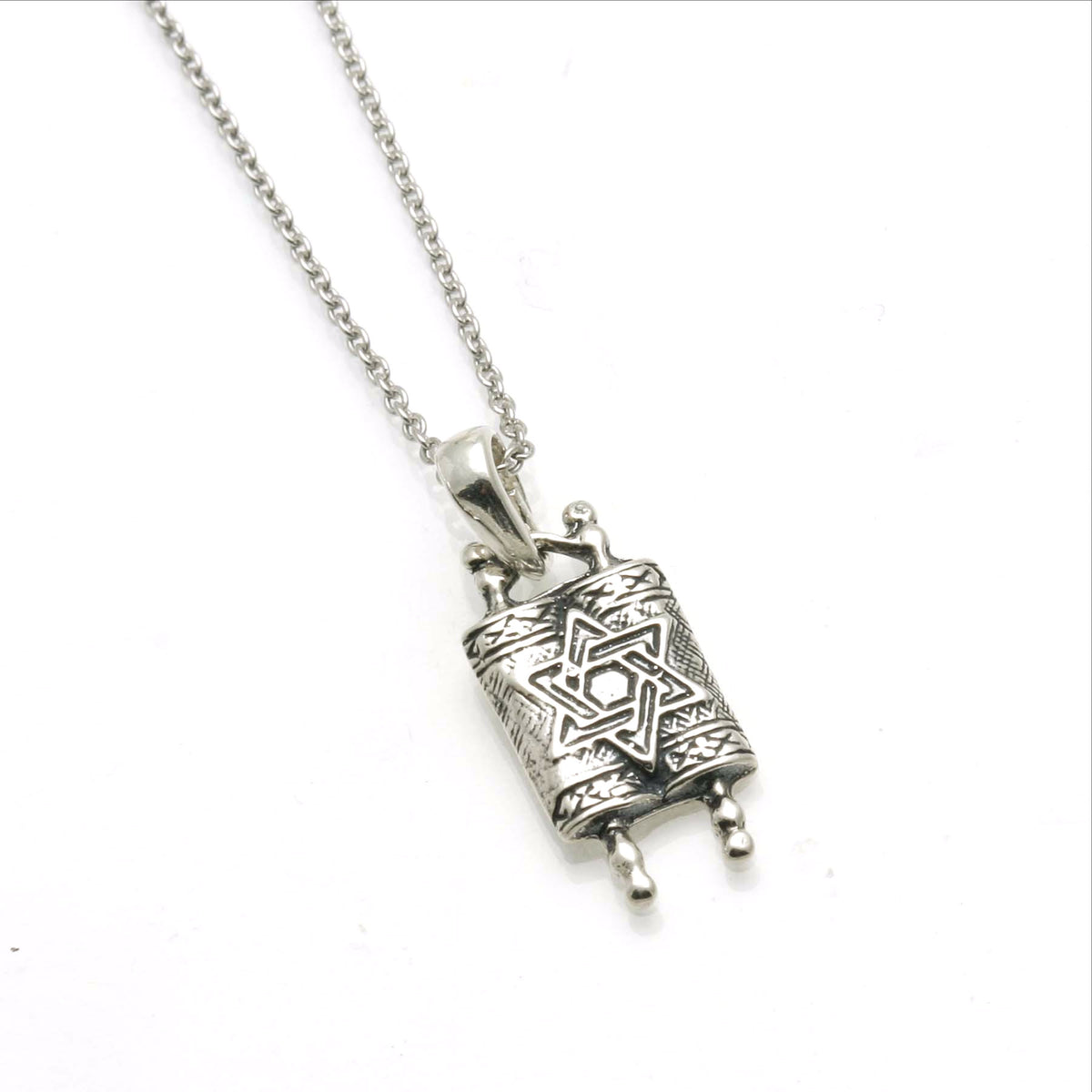 Sterling Silver Torah Star of David Necklace Oxidized - JewelryJudaica