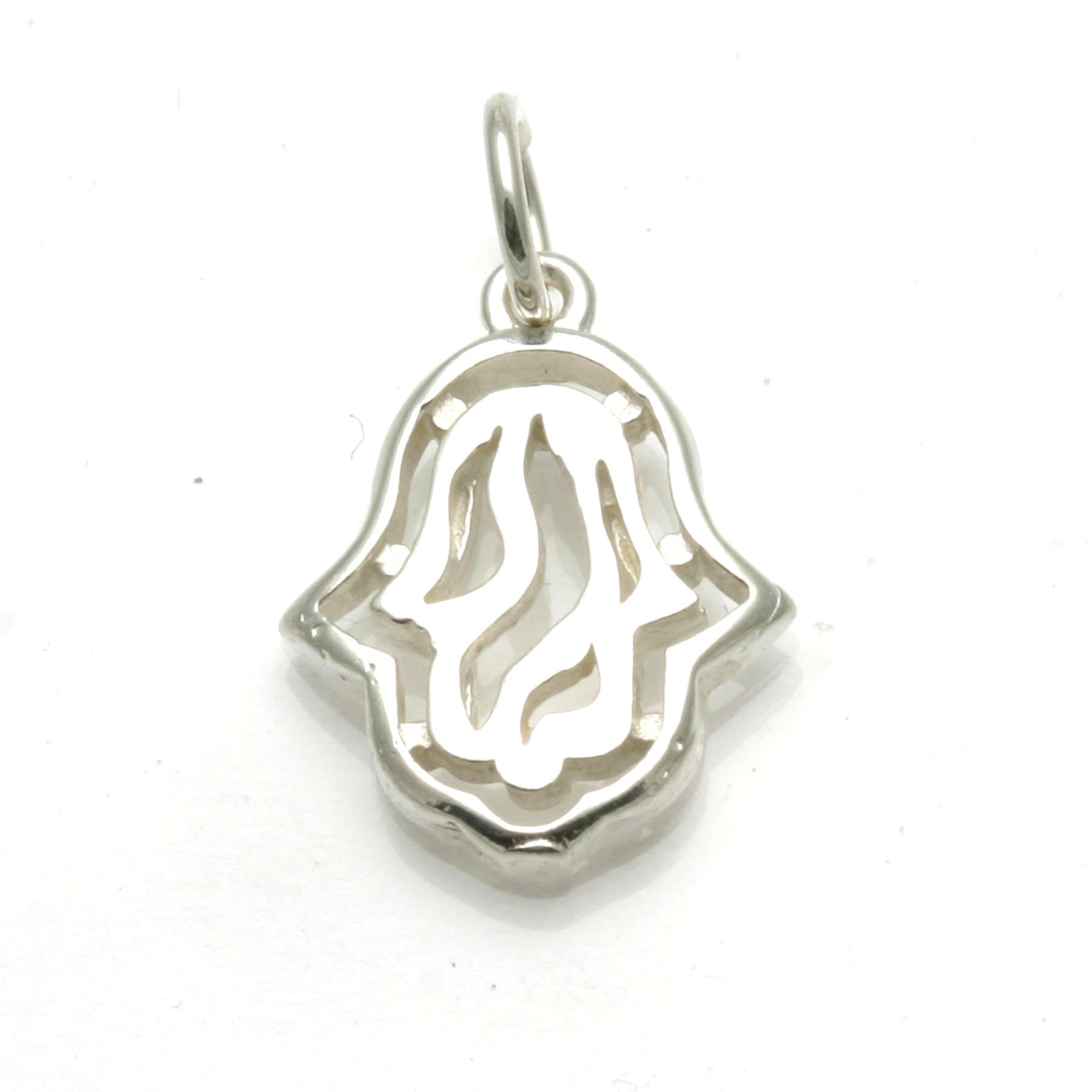 Sterling Silver Small Swirl Hamsa Pendant - JewelryJudaica