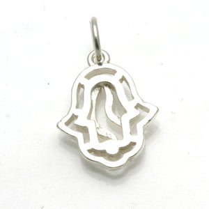 Sterling Silver Small Swirl Hamsa Pendant - JewelryJudaica