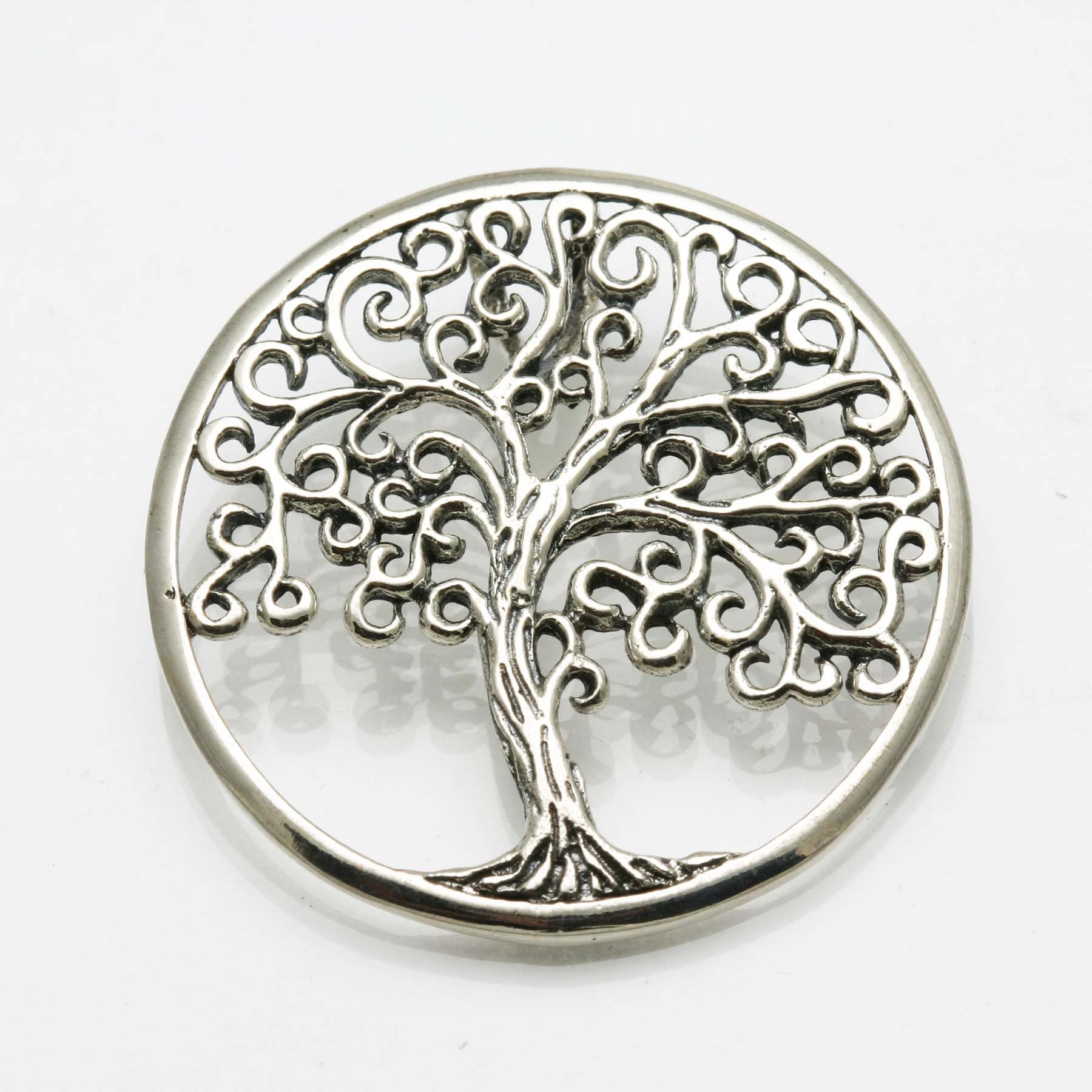 Sterling Silver Tree of Life Encircled Slide Pendant Large - JewelryJudaica