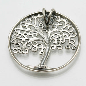 Sterling Silver Tree of Life Encircled Slide Pendant Large - JewelryJudaica