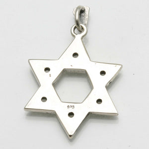 Sterling Silver Marcasite Star of David Pendant - JewelryJudaica