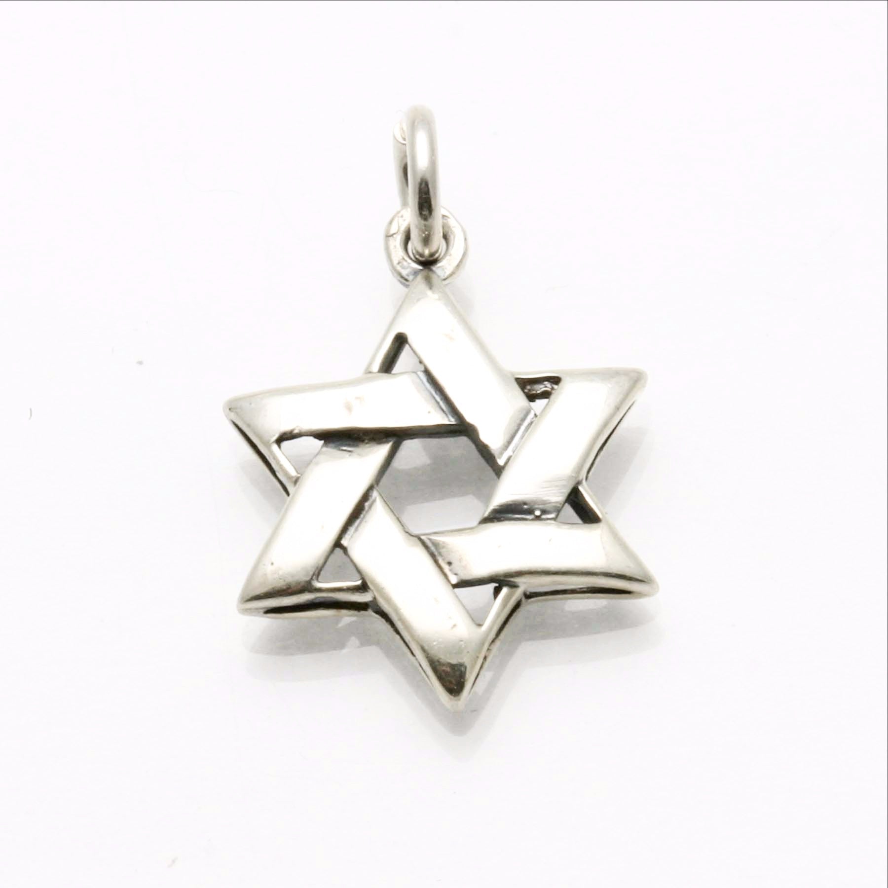 Sterling Silver Star of David Woven Pendant Smooth - JewelryJudaica
