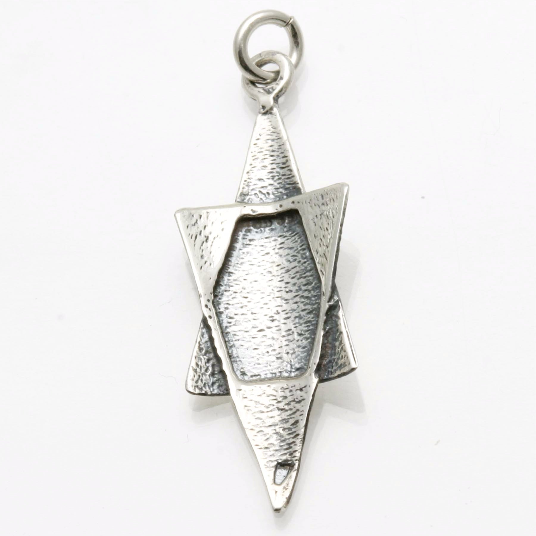 Sterling Silver Star of David Elongated Modern Pendant - JewelryJudaica