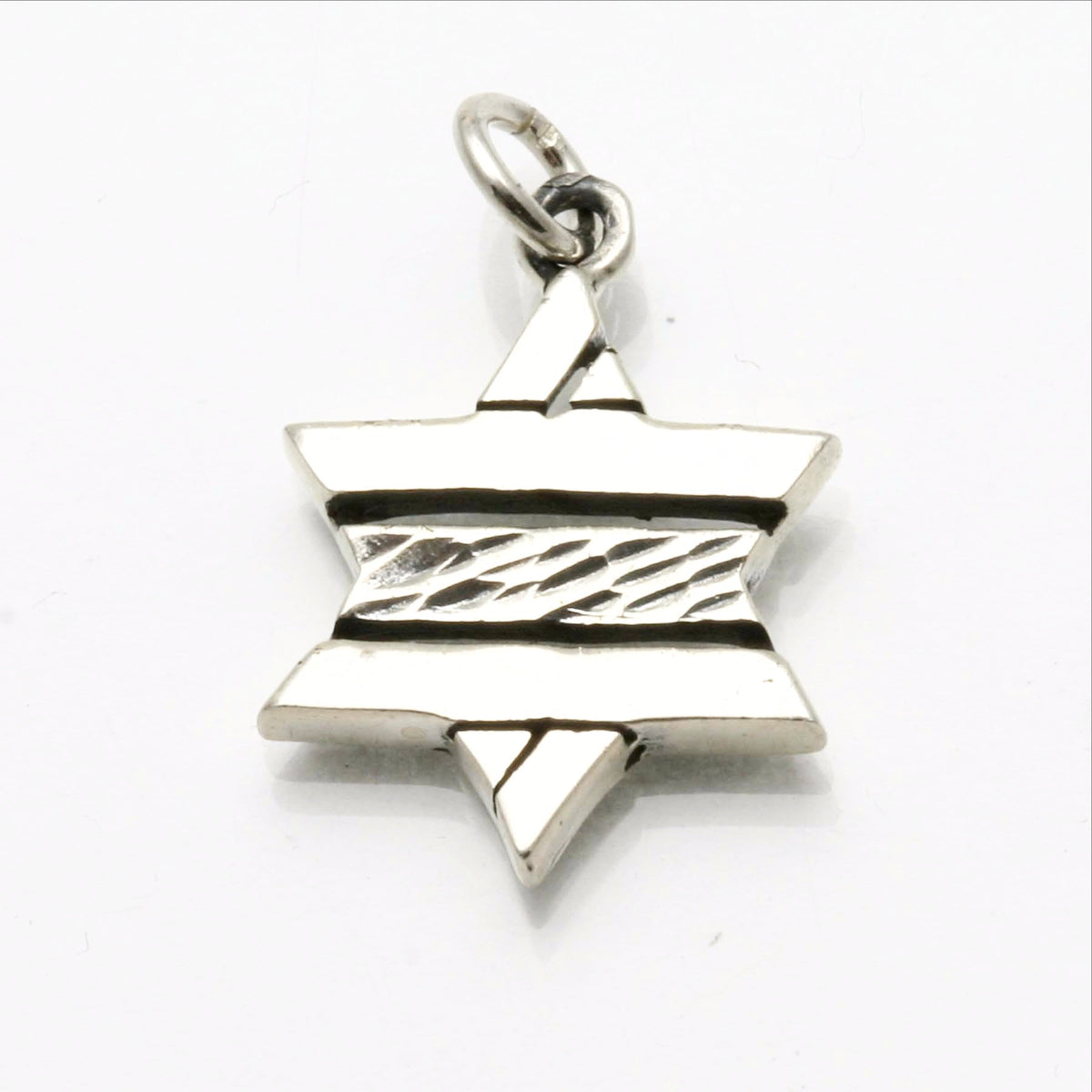 Sterling Silver Modern Stripe Star of David Pendant - JewelryJudaica